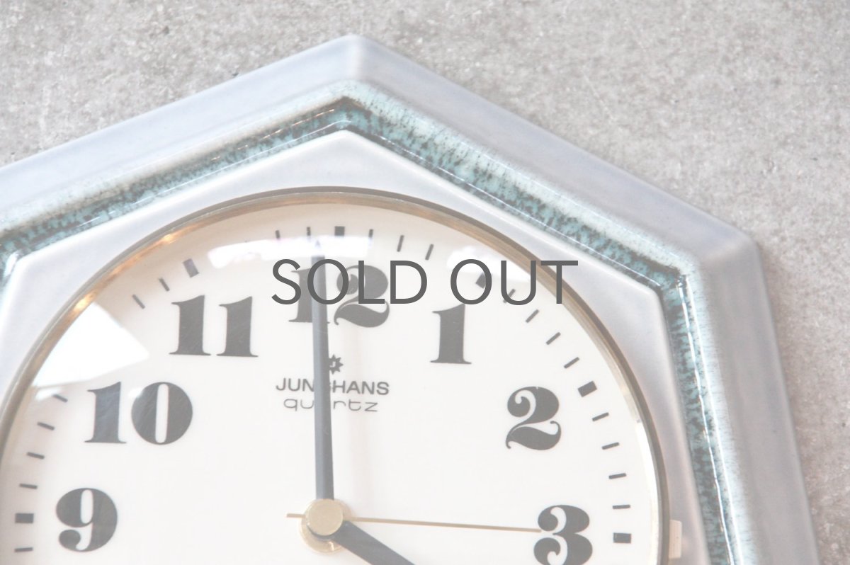 画像2: ビンテージ陶製壁掛け時計/Junghans/ドイツ/ペールグリーン (2)