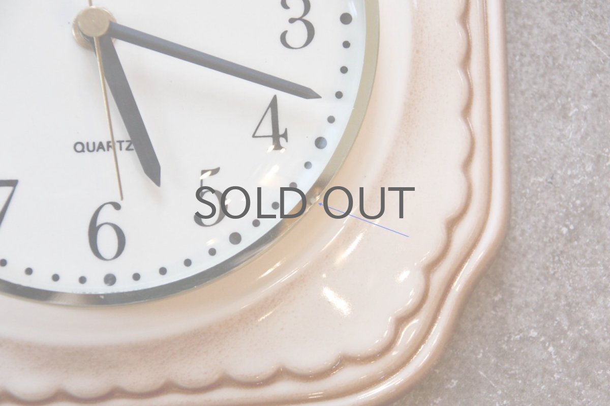 画像3: ビンテージ陶製壁掛け時計/Lectra/ドイツ/ベージュ (3)
