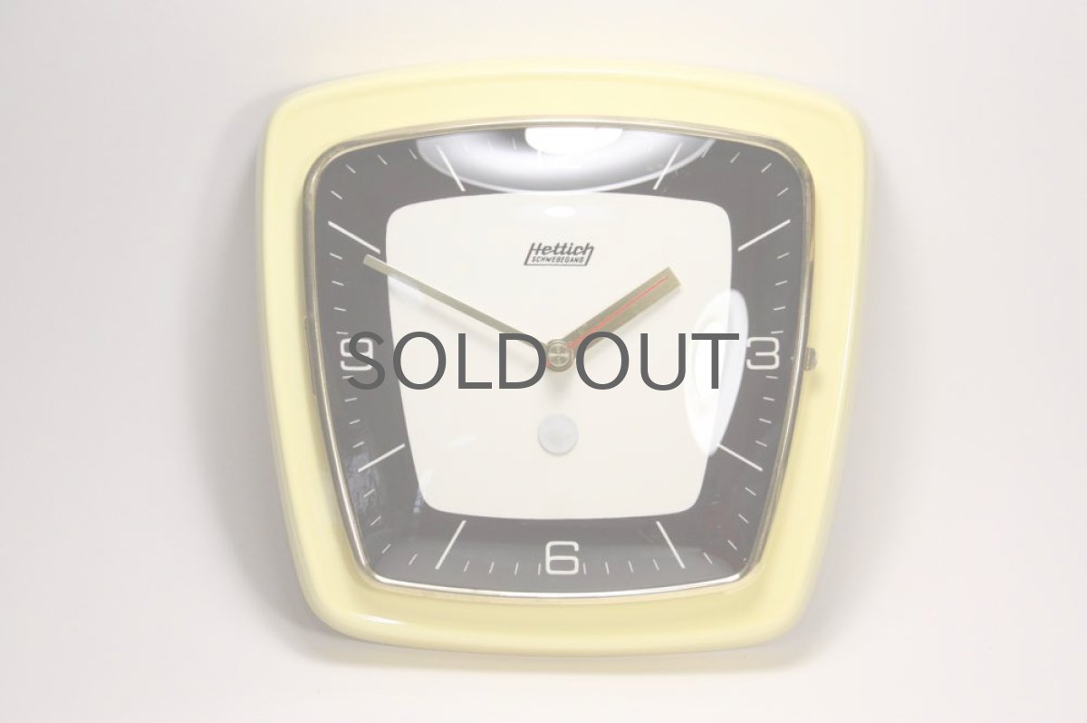 画像2: ビンテージ陶製壁掛け時計/Hettich Schwebegang製/ドイツ/イエロー (2)