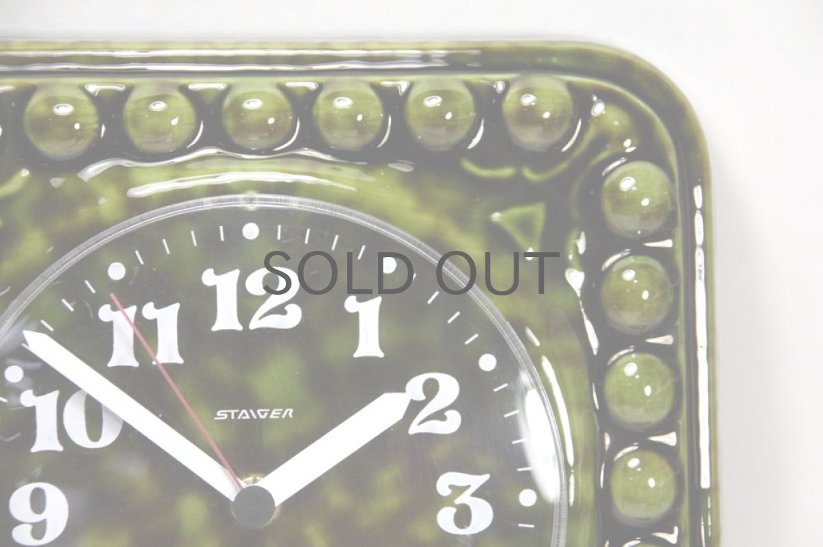 画像4: ビンテージ陶製壁掛け時計/STAIGER製/スタイガー/ドイツ/ダークグリーン (4)