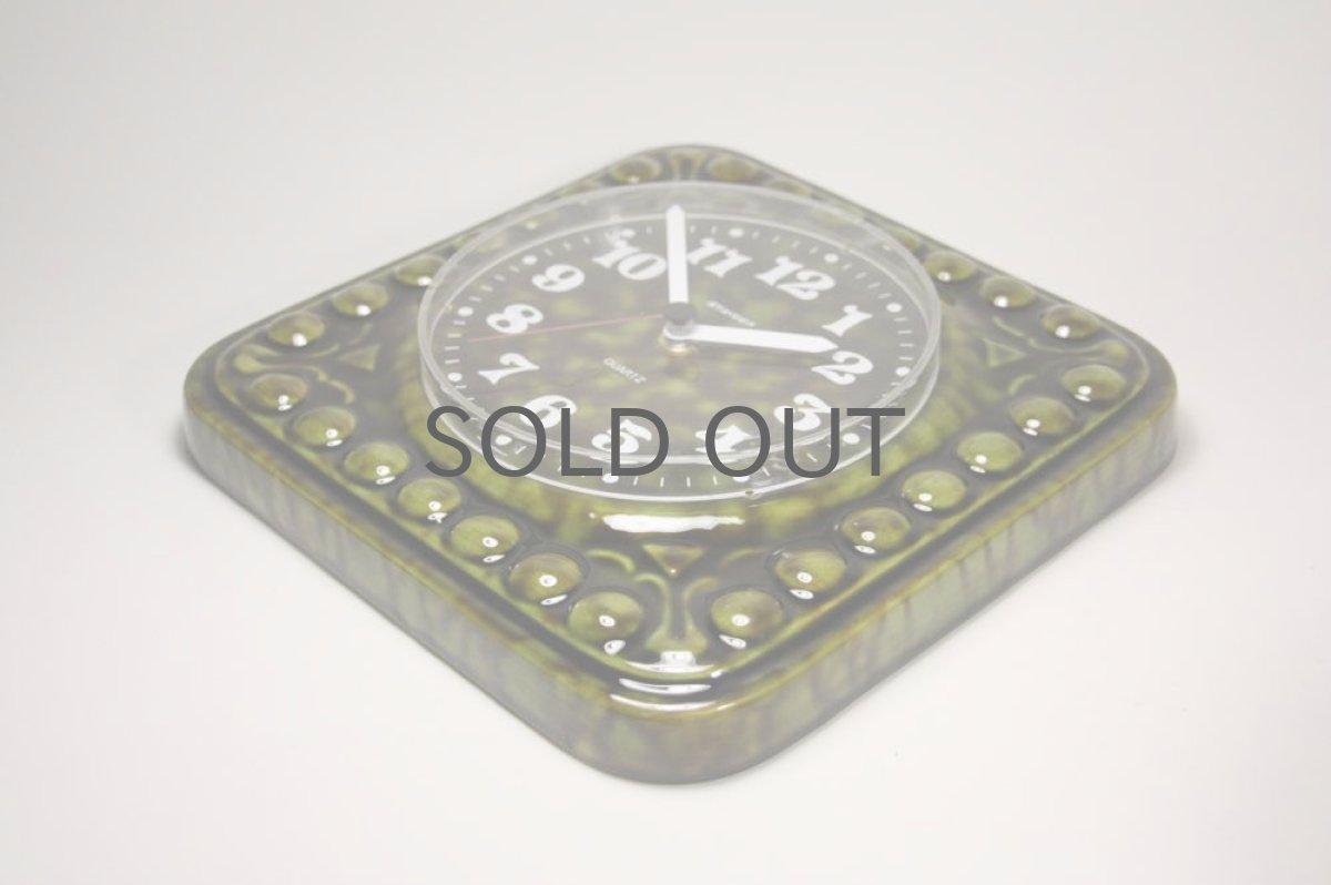 画像5: ビンテージ陶製壁掛け時計/STAIGER製/スタイガー/ドイツ/ダークグリーン (5)