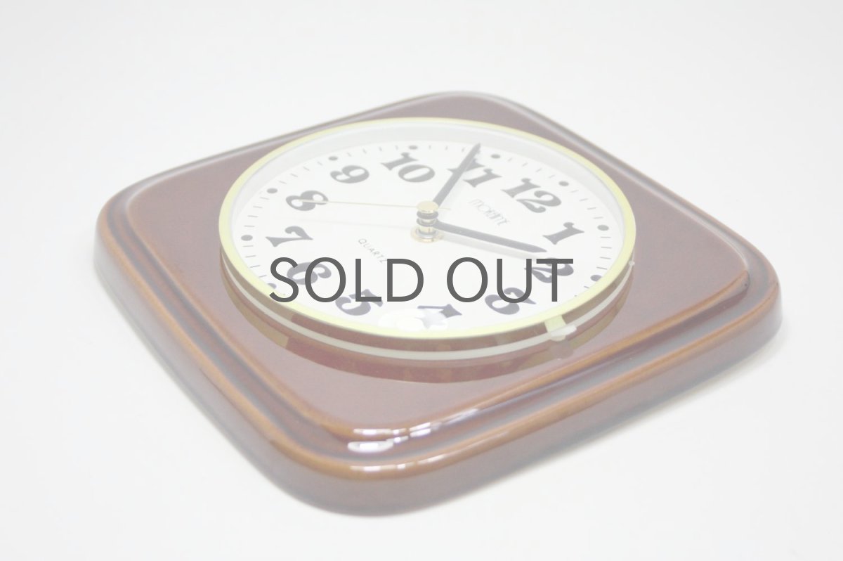 画像3: ビンテージ陶製壁掛け時計/Morelime製/ドイツ/ブラウン/新しいムーブメント交換済み (3)