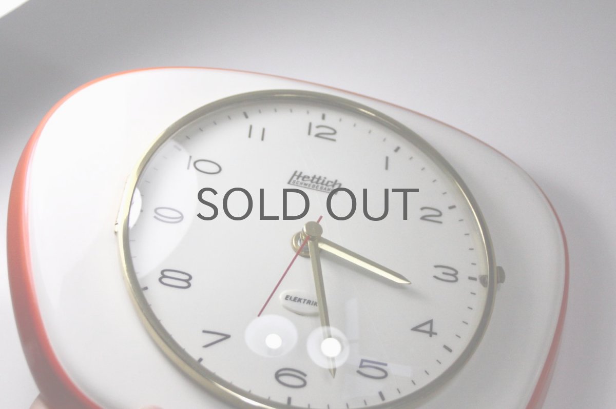 画像6: ビンテージ陶製壁掛け時計/Hettich製/ドイツ/レッド/新しいムーブメント交換済み (6)