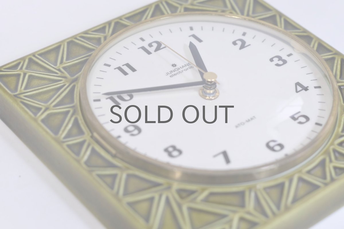 画像3: ビンテージ陶製壁掛け時計/Junghans/ドイツ/オリーブグリーン (3)