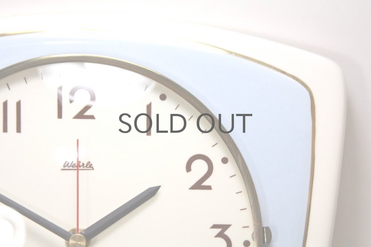 画像2: ビンテージ陶製壁掛け時計／Wehrle／ドイツ／ペールブルー✕ホワイト (2)