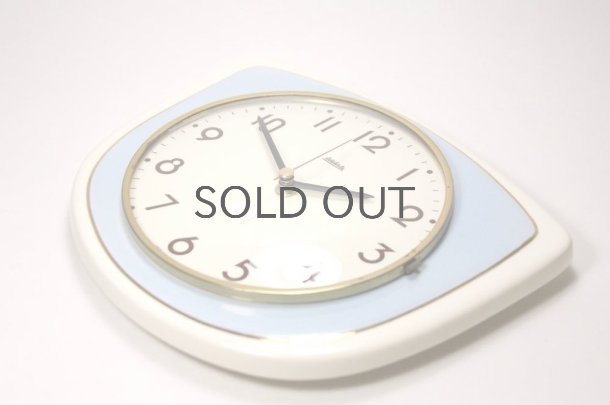 画像4: ビンテージ陶製壁掛け時計／Wehrle／ドイツ／ペールブルー✕ホワイト (4)