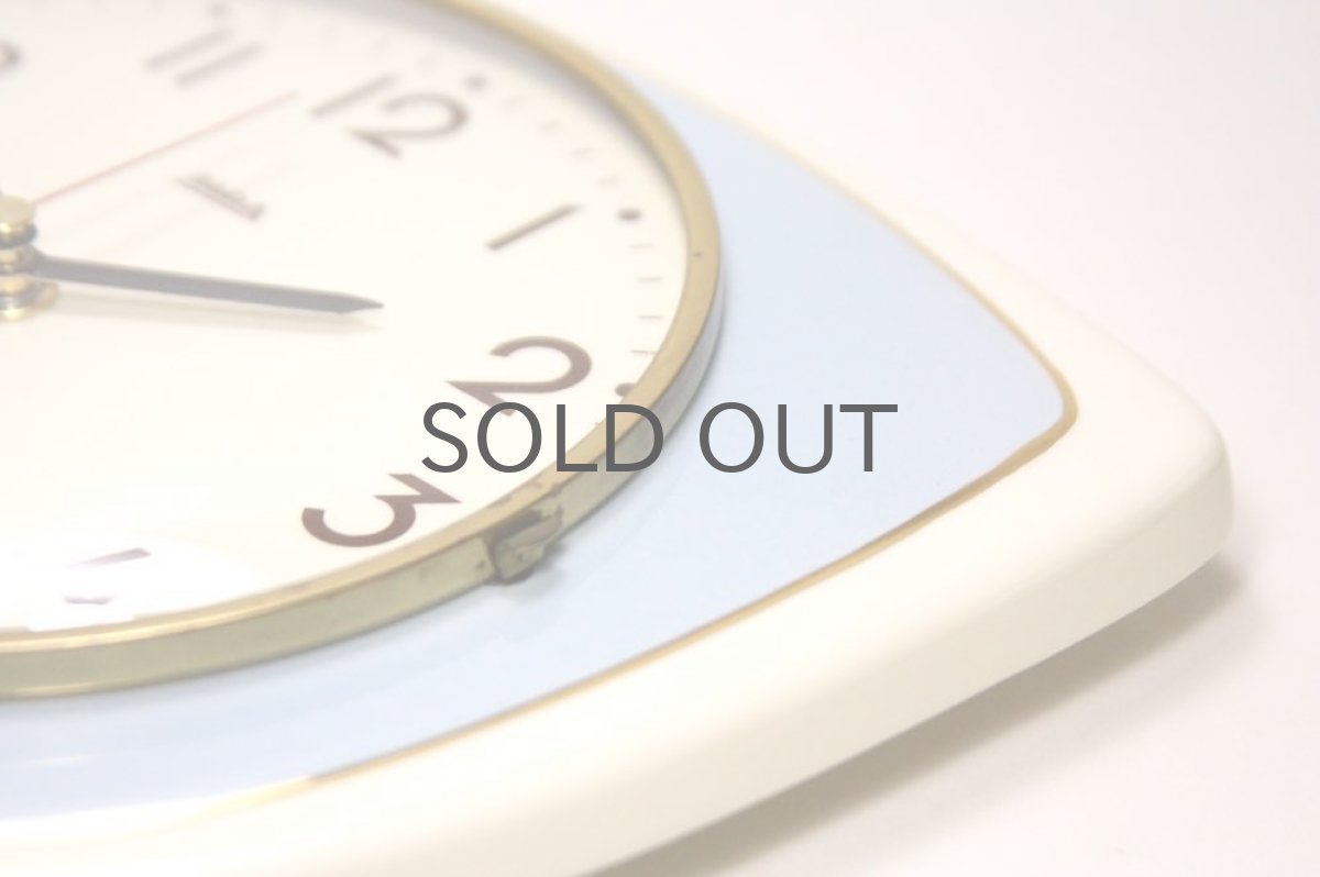 画像5: ビンテージ陶製壁掛け時計／Wehrle／ドイツ／ペールブルー✕ホワイト (5)