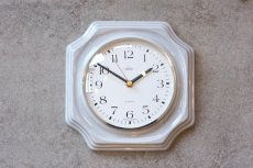 画像1: ヴィンテージ陶製壁掛け時計／Peter製 ／ドイツ製 ／ライトグレー (1)