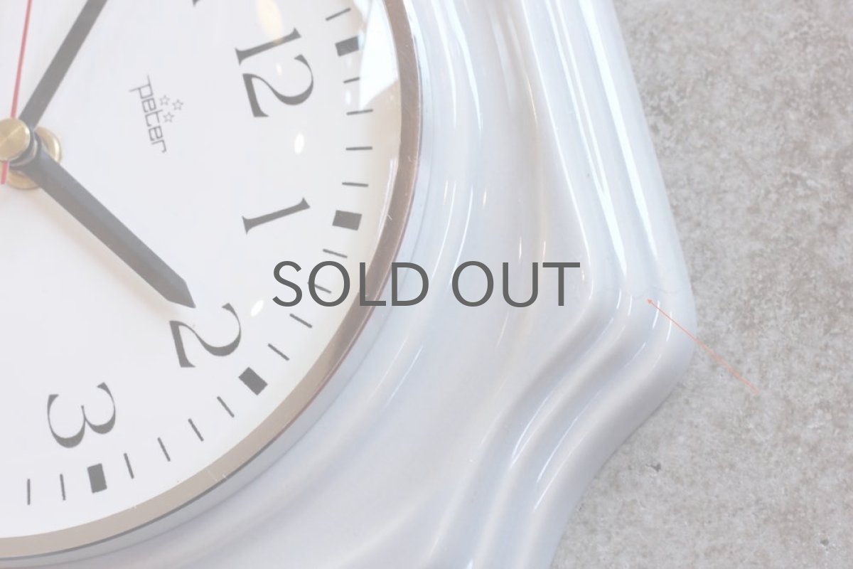 画像3: ヴィンテージ陶製壁掛け時計/Peter製 /ドイツ製 /ライトグレー (3)