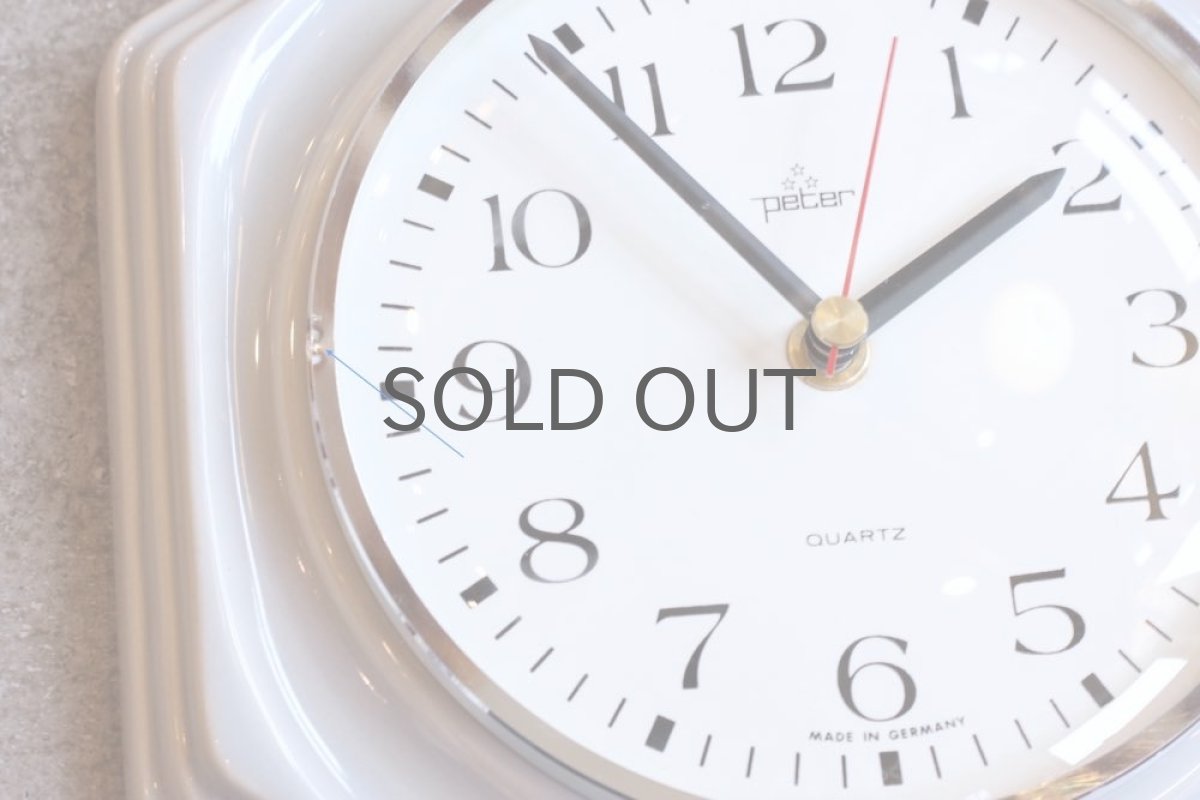 画像4: ヴィンテージ陶製壁掛け時計/Peter製 /ドイツ製 /ライトグレー (4)