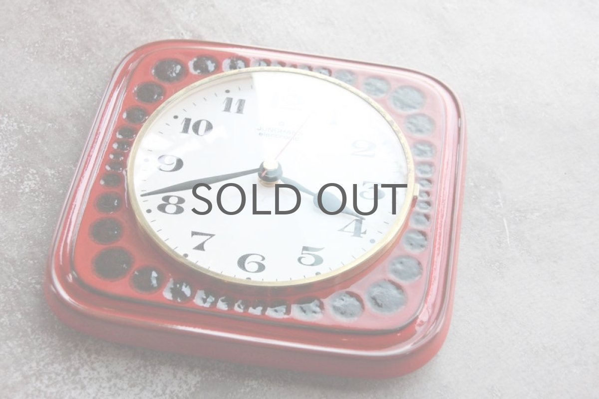 画像3: ヴィンテージインテリア雑貨/陶製壁掛け時計/Junghsns製/ユンハンス /ドイツ レッド (3)