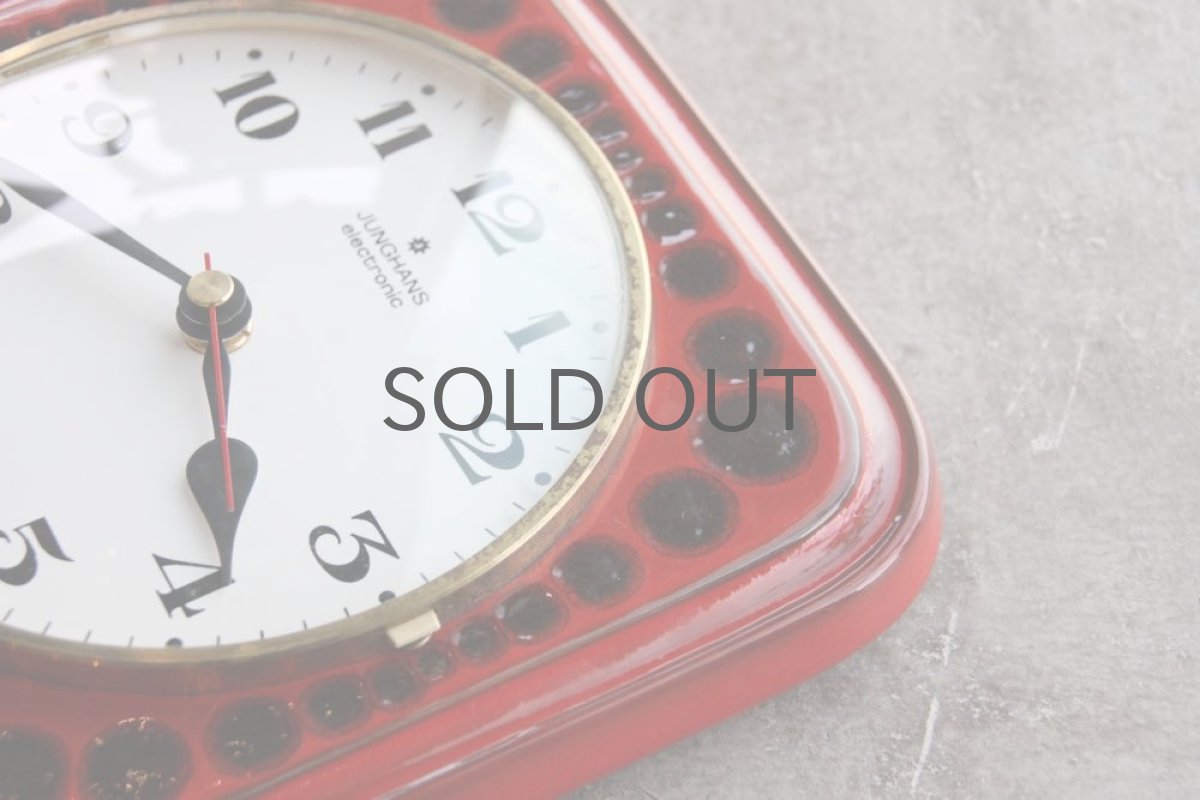 画像4: ヴィンテージインテリア雑貨/陶製壁掛け時計/Junghsns製/ユンハンス /ドイツ レッド (4)