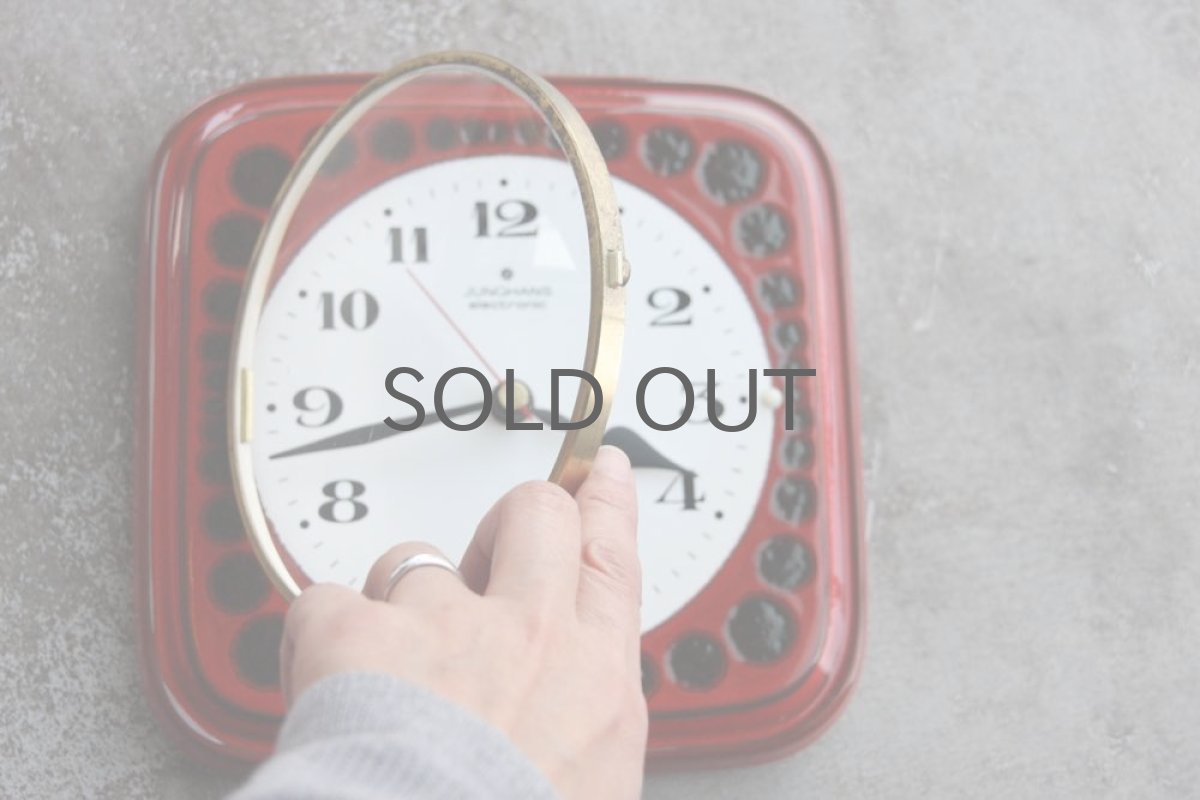 画像5: ヴィンテージインテリア雑貨/陶製壁掛け時計/Junghsns製/ユンハンス /ドイツ レッド (5)