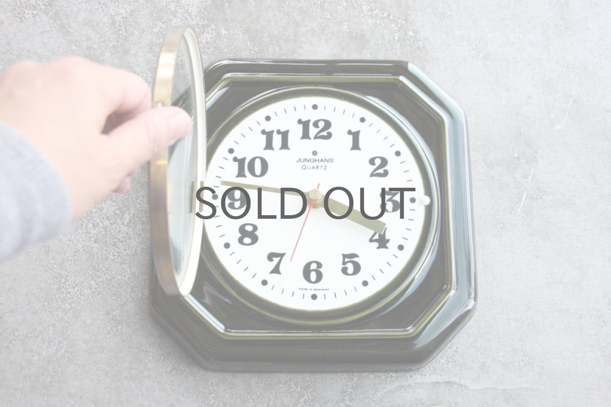 画像2: ヴィンテージ陶製壁掛け時計/Junghans製ユンハンス ドイツ/ダークグリーン (2)