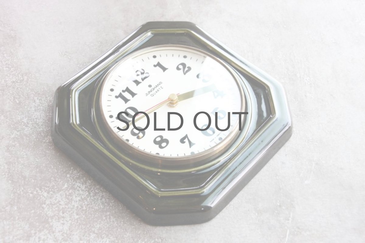 画像3: ヴィンテージ陶製壁掛け時計/Junghans製ユンハンス ドイツ/ダークグリーン (3)