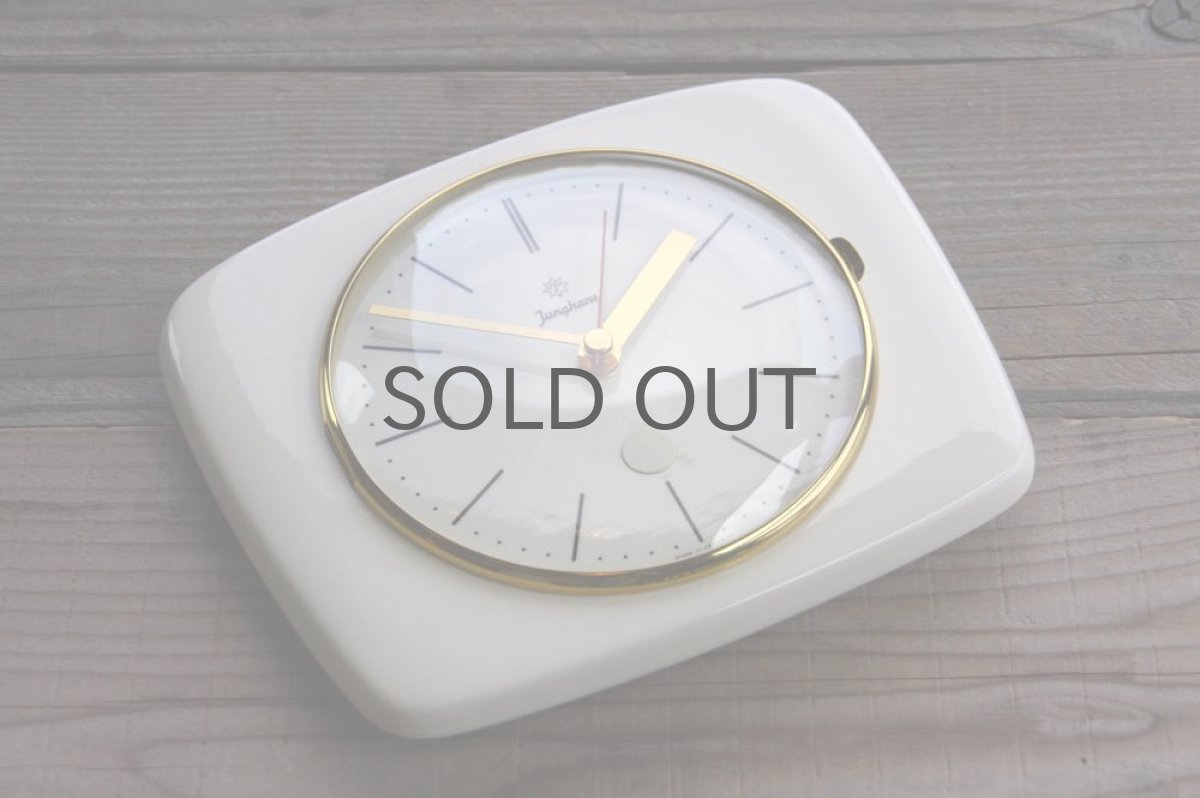 画像4: ヴィンテージ陶製 壁掛け時計Junghans ドイツ製 新品クロックムーブメント使用ホワイト (4)