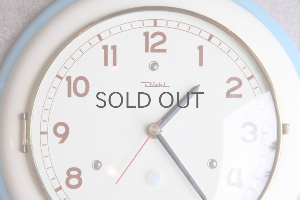 画像2: ビンテージ陶製壁掛け時計/Diehl製 /ドイツ/ホワイト&ライトブルー (2)