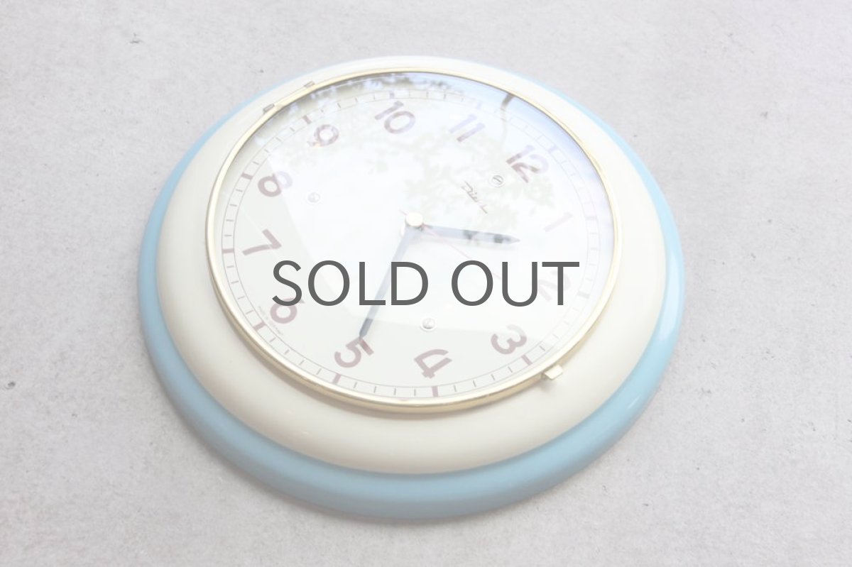 画像3: ビンテージ陶製壁掛け時計/Diehl製 /ドイツ/ホワイト&ライトブルー (3)