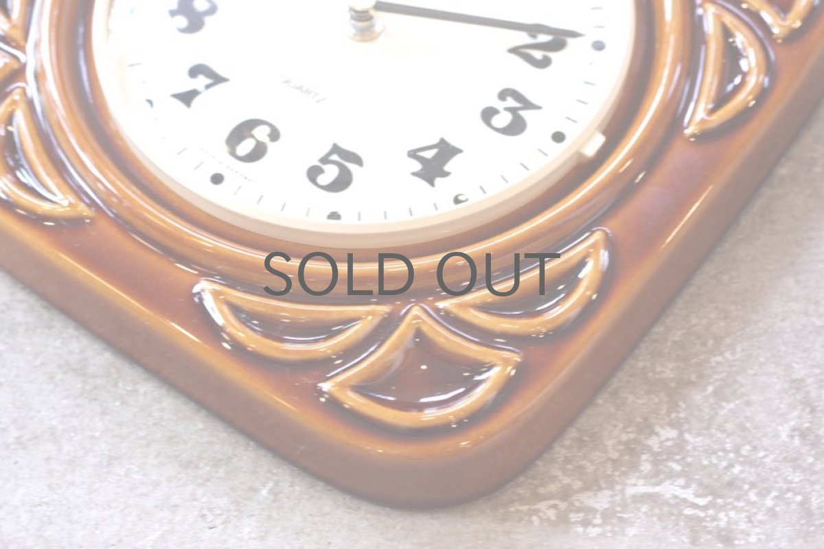 画像4: ヴィンテージ陶製壁掛け時計/RUNA製 /ドイツ製 /キャメル (4)