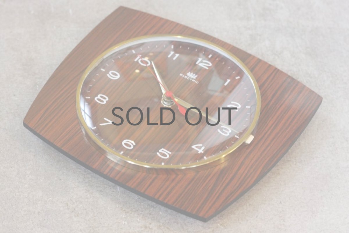 画像4: ヴィンテージ陶製壁掛け時計/ドイツ製/ウッド×ブラス (4)