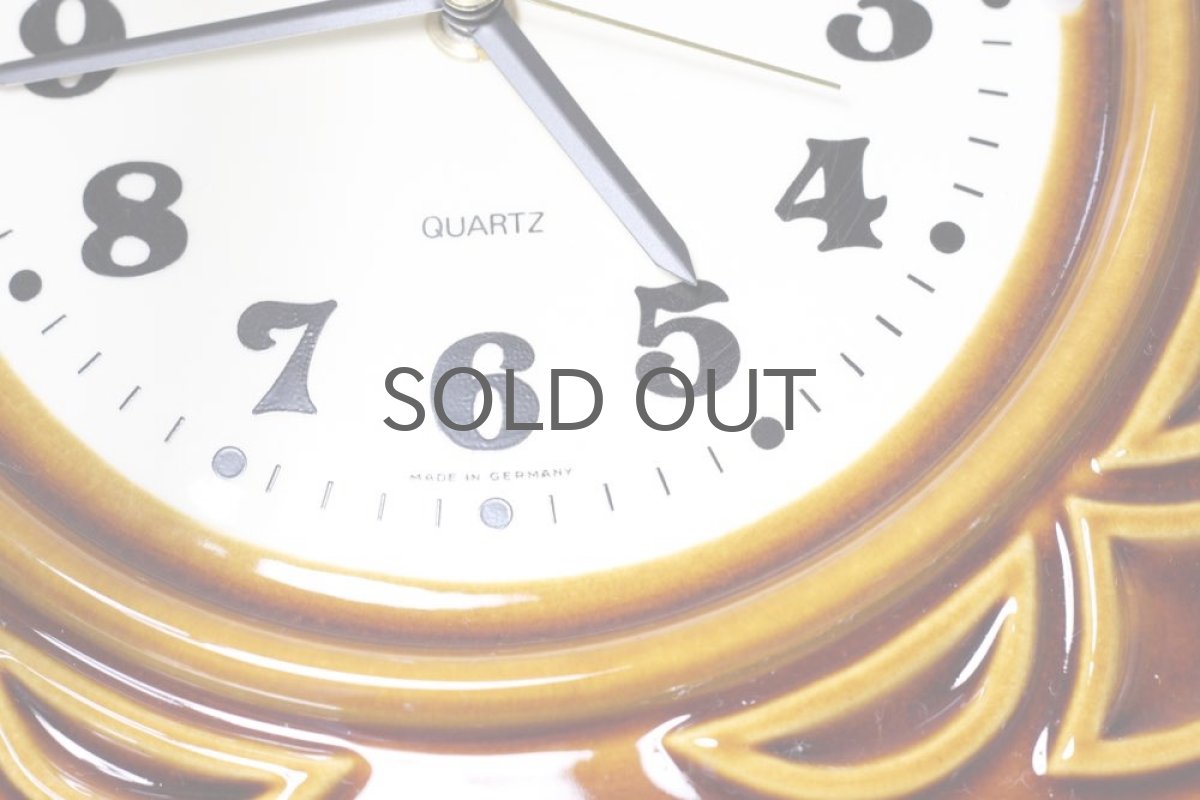 画像5: ヴィンテージ陶製壁掛け時計/RUNA製 /ドイツ製 /キャメル (5)