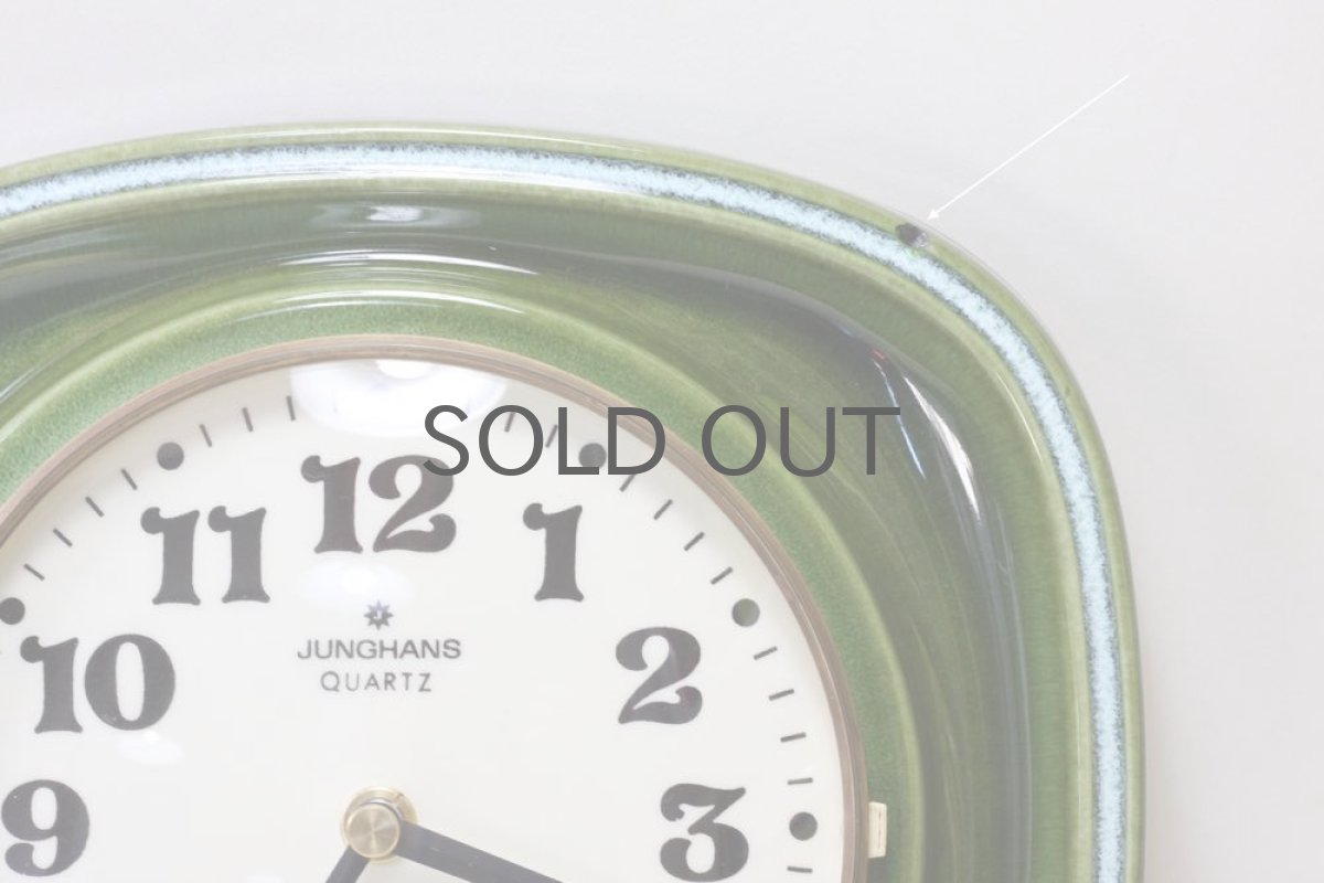 画像4: ヴィンテージインテリア雑貨/陶製壁掛け時計/Junghsns製/ユンハンス /ドイツ/ダークグリーン (4)