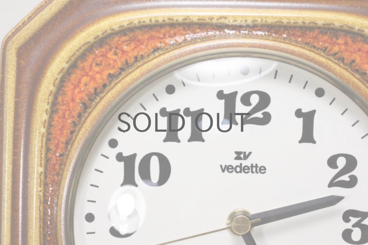画像2: ビンテージ陶製壁掛け時計／vedette製 ／フランス／キャメル✕レンガ (2)
