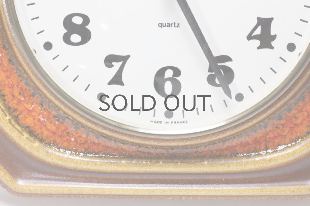 画像3: ビンテージ陶製壁掛け時計／vedette製 ／フランス／キャメル✕レンガ (3)