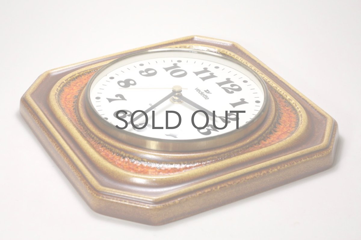 画像4: ビンテージ陶製壁掛け時計／vedette製 ／フランス／キャメル✕レンガ (4)