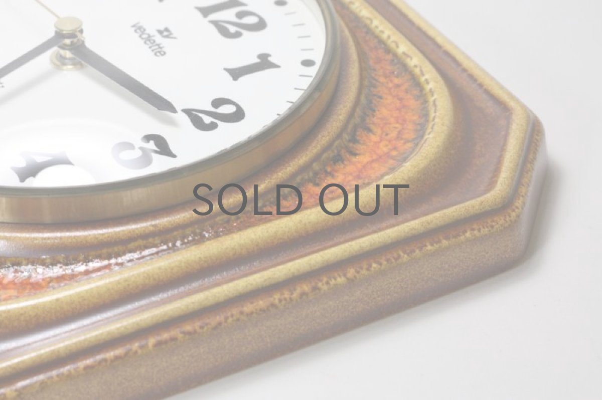 画像5: ビンテージ陶製壁掛け時計／vedette製 ／フランス／キャメル✕レンガ (5)