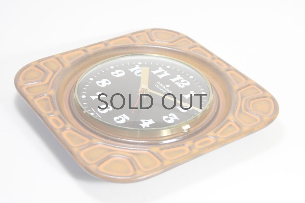 画像3: ビンテージ陶製壁掛け時計／Junghans製／ユンハンス／ドイツ／ブラウン＆濃茶文字盤 (3)