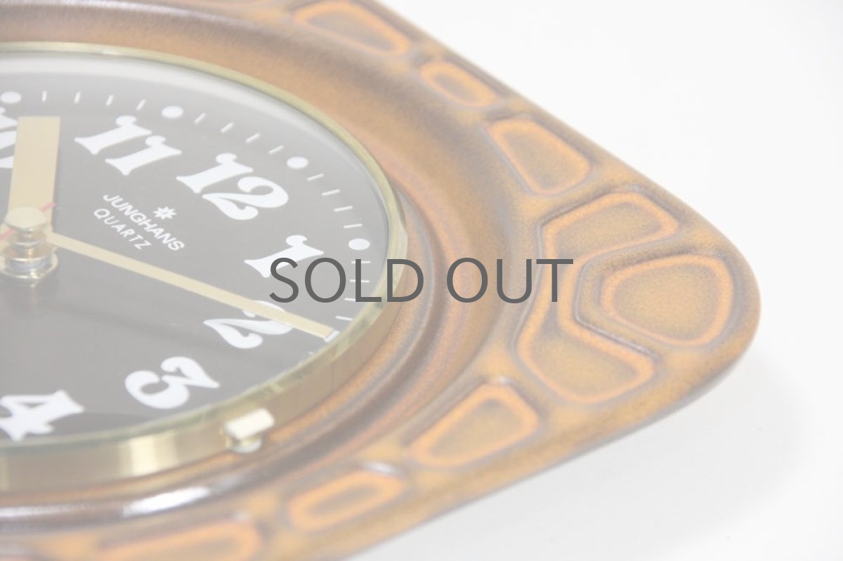 画像4: ビンテージ陶製壁掛け時計／Junghans製／ユンハンス／ドイツ／ブラウン＆濃茶文字盤 (4)