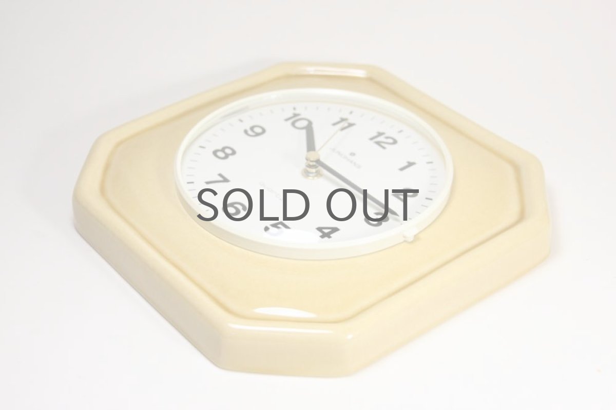 画像5: ビンテージ陶製壁掛け時計/Junghans製/ユンハンス/ドイツ/クリームイエロー (5)