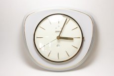 画像1: ビンテージ陶製壁掛け時計／Wehrle ／ドイツ／ライトグレー (1)