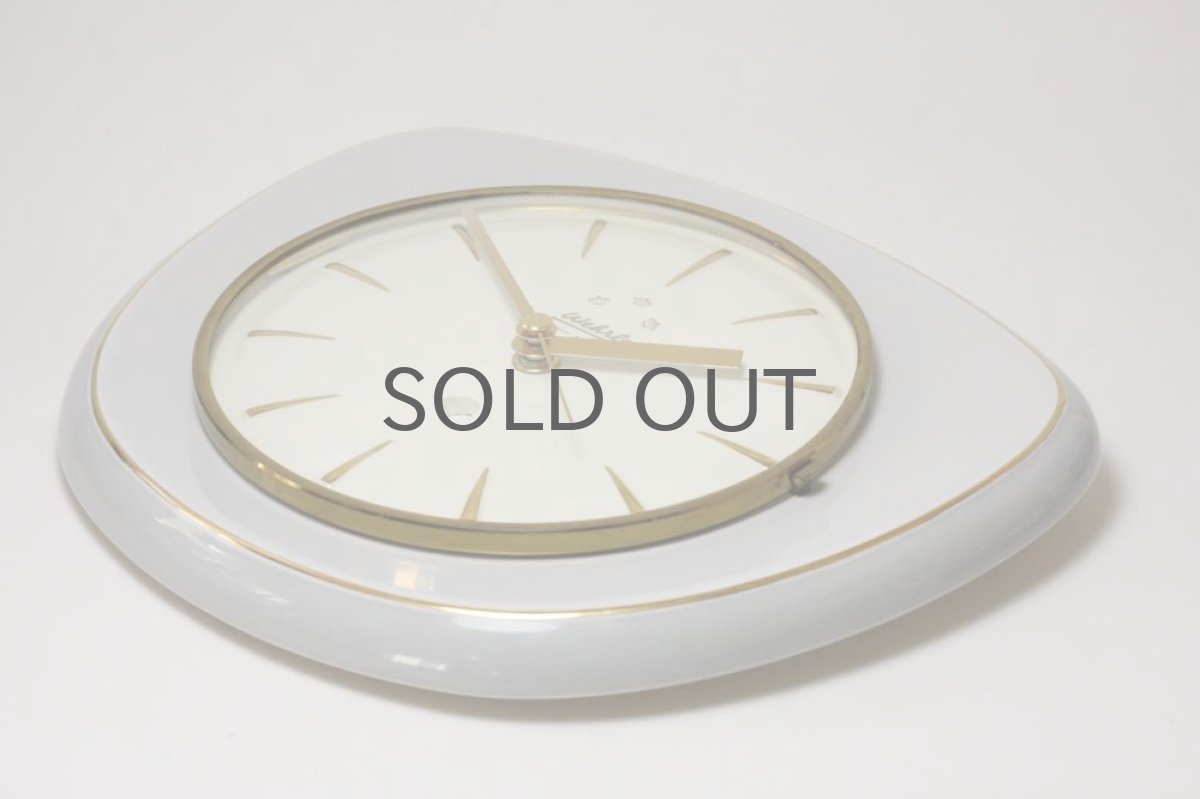 画像3: ビンテージ陶製壁掛け時計/Wehrle /ドイツ/ライトグレー (3)