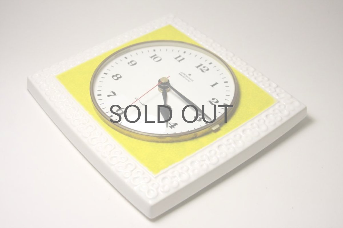 画像3: ビンテージ陶製壁掛け時計／Junghans製／ユンハンス／ドイツ／イエロー＆ホワイト (3)