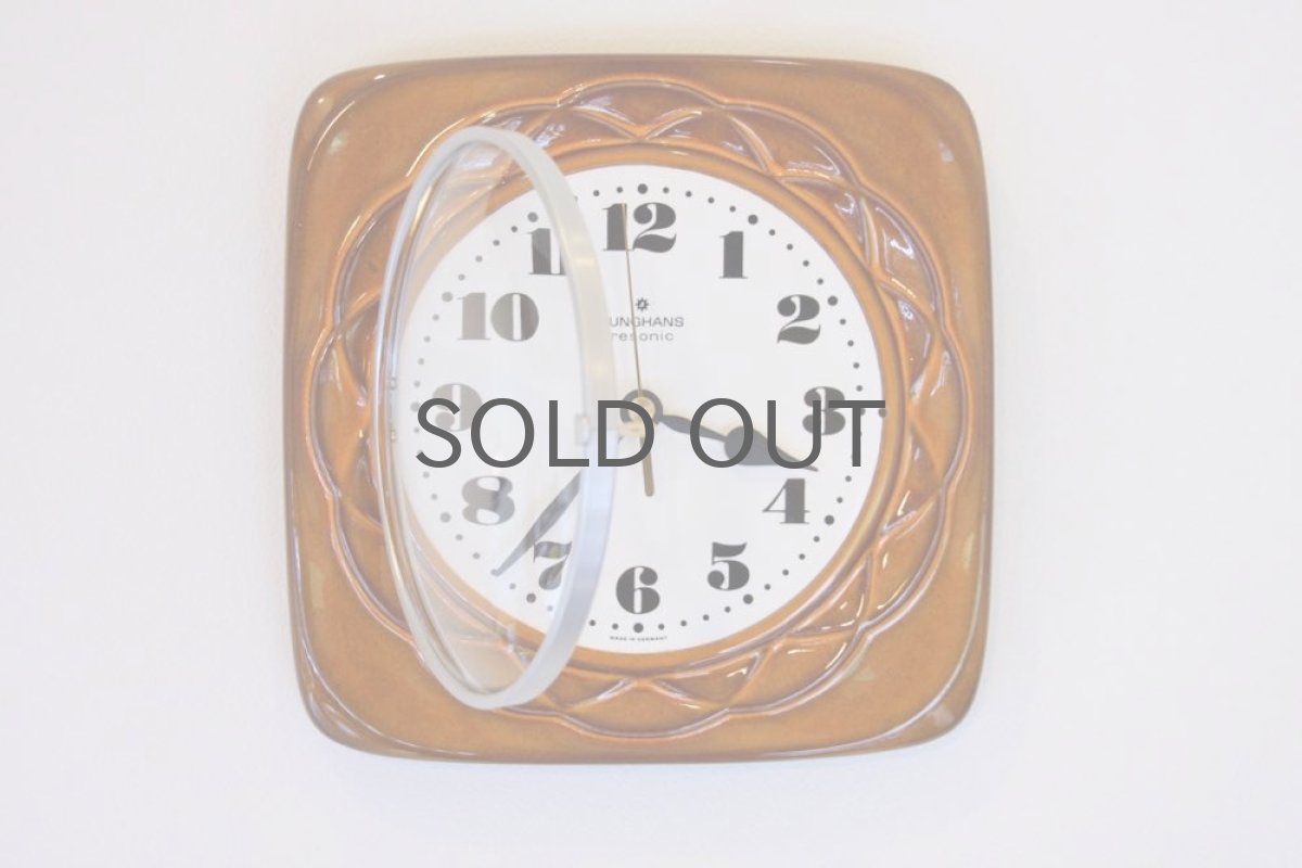 画像2: ヴィンテージ陶製壁掛け時計/Junghans製 /ユンハンス /ドイツ/キャメル (2)