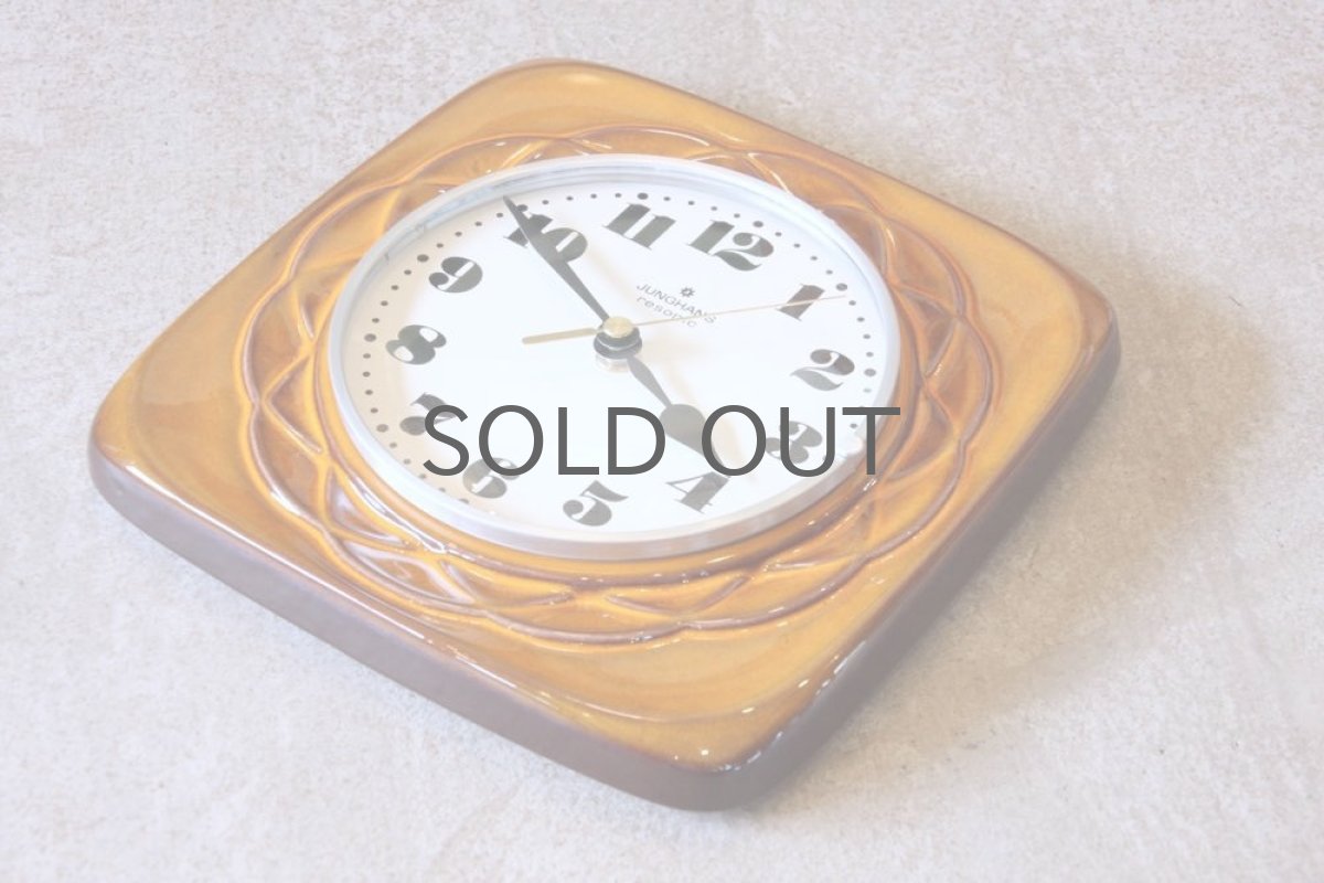 画像4: ヴィンテージ陶製壁掛け時計/Junghans製 /ユンハンス /ドイツ/キャメル (4)