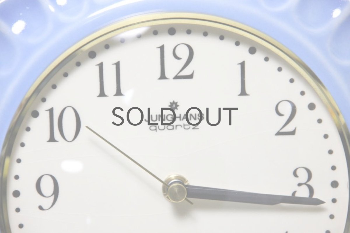 画像2: ビンテージ陶製壁掛け時計/Junghans製/ユンハンス/ドイツ/ライトブルー (2)