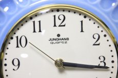 画像2: ビンテージ陶製壁掛け時計／Junghans製／ユンハンス／ドイツ／ライトブルー (2)