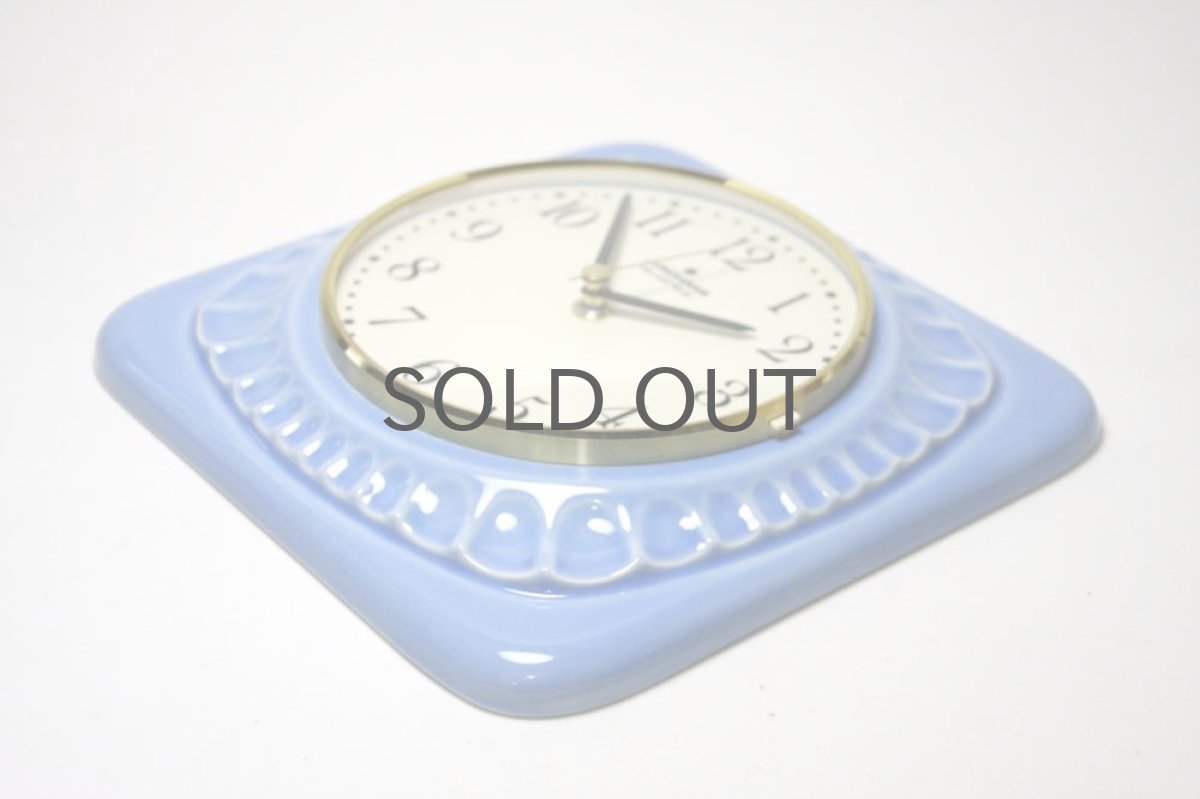 画像4: ビンテージ陶製壁掛け時計/Junghans製/ユンハンス/ドイツ/ライトブルー (4)