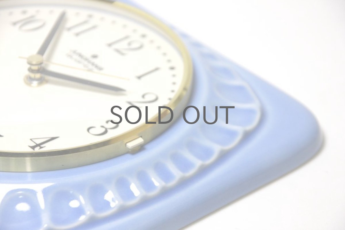 画像5: ビンテージ陶製壁掛け時計/Junghans製/ユンハンス/ドイツ/ライトブルー (5)