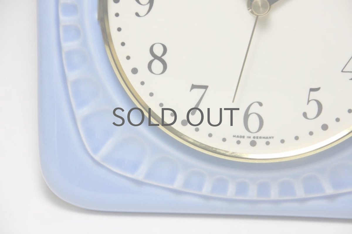 画像3: ビンテージ陶製壁掛け時計/Junghans製/ユンハンス/ドイツ/ライトブルー (3)