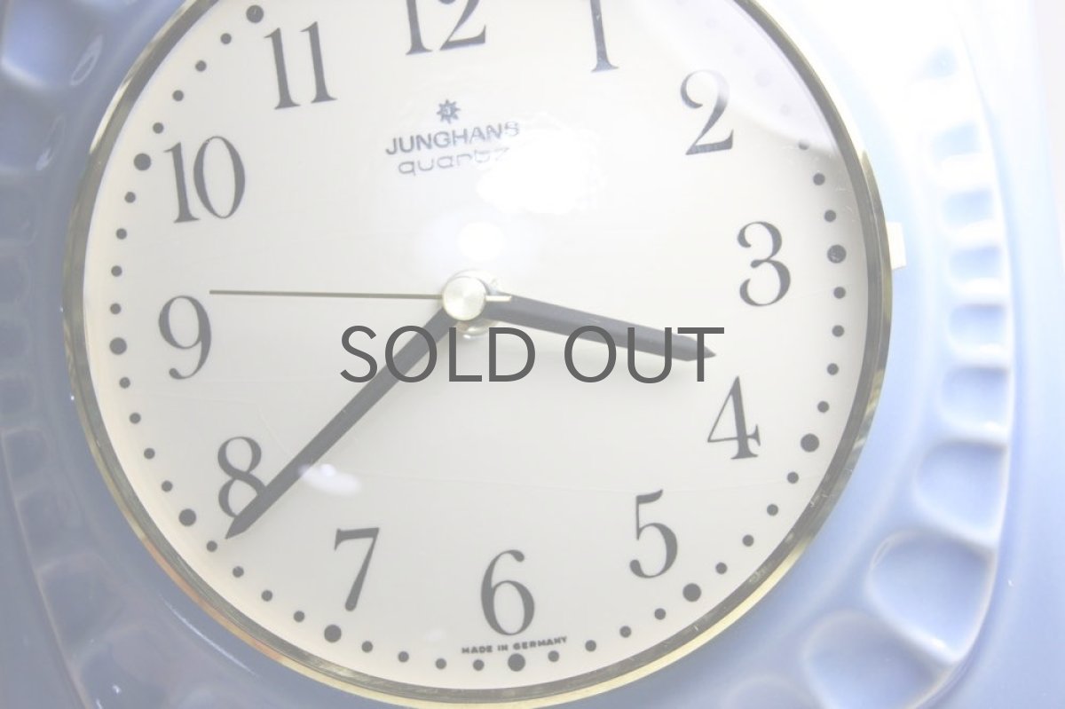 画像6: ビンテージ陶製壁掛け時計/Junghans製/ユンハンス/ドイツ/ライトブルー (6)