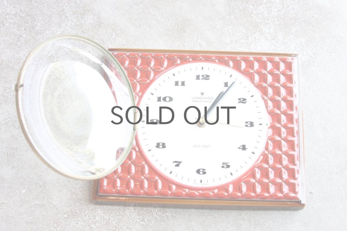 画像4: ヴィンテージ陶製壁掛け時計/Junghans製ユンハンス ドイツ/レンガ (4)