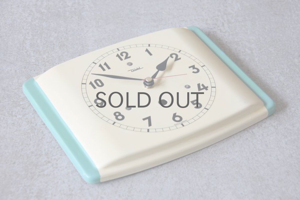 画像2: ヴィンテージ時計/Dieklドイツ製/新品クロックムーブメント使用クリーム&ペパーミント (2)