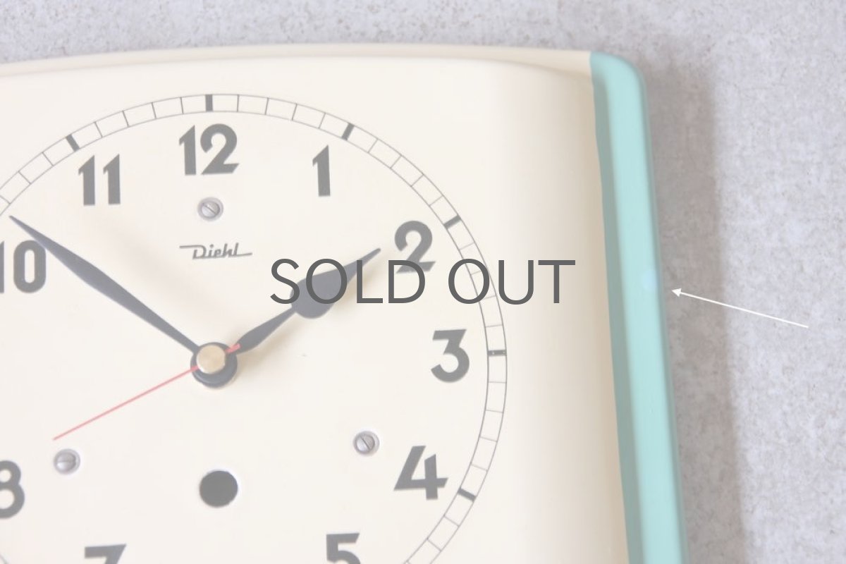 画像3: ヴィンテージ時計/Dieklドイツ製/新品クロックムーブメント使用クリーム&ペパーミント (3)