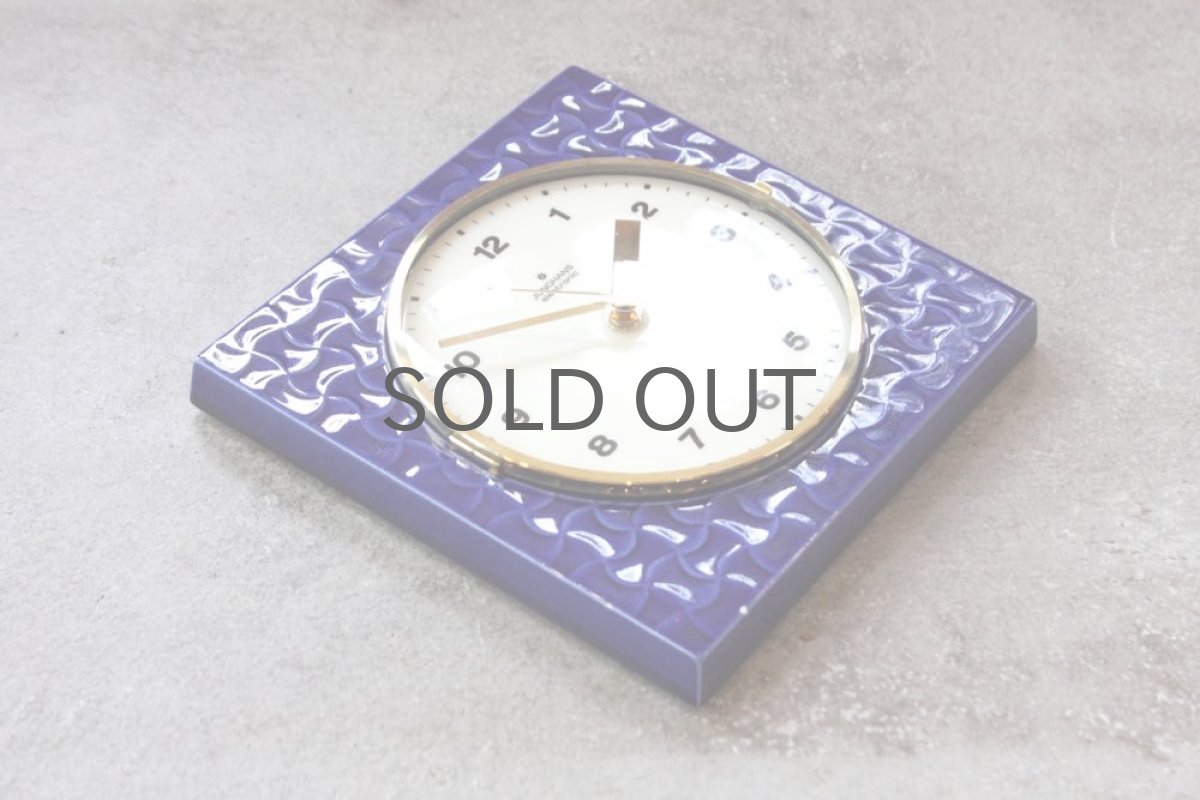 画像3: ヴィンテージインテリア雑貨/陶製壁掛け時計/Junghsns製/ユンハンス /ドイツ ブルー (3)