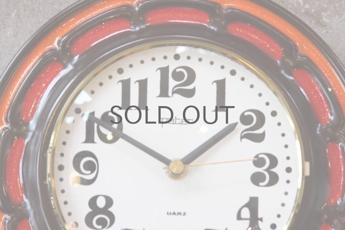 画像2: ヴィンテージインテリア雑貨/陶製壁掛け時計/peter製/ドイツ  (2)