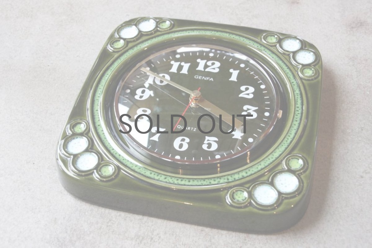 画像4: ヴィンテージ陶製壁掛け時計/GENFA /ドイツ/ダークグリーン (4)